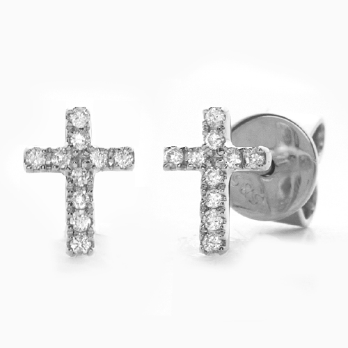 14KW 0.05CT CROSS STUD EARRINGS – Gold Star Jewellers | Bonnie Doon Mall