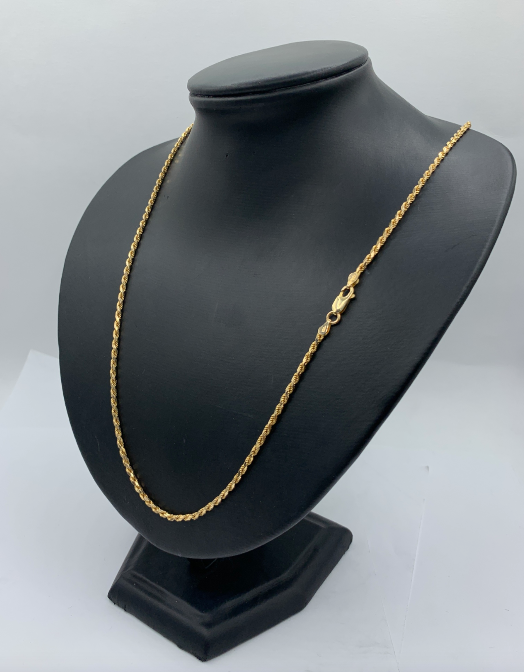 24 Inch 14K Gold Solid Diamond Cut Rope Chain